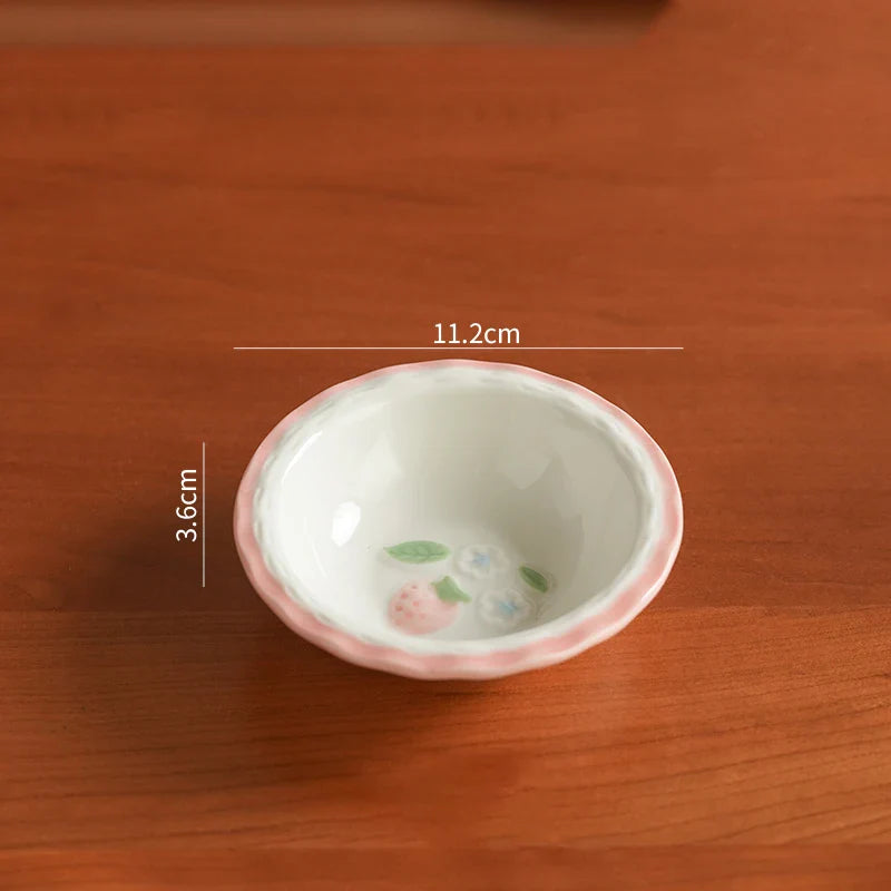 High Grade Strawberry Pattern Cute Girl Plate Bowl
