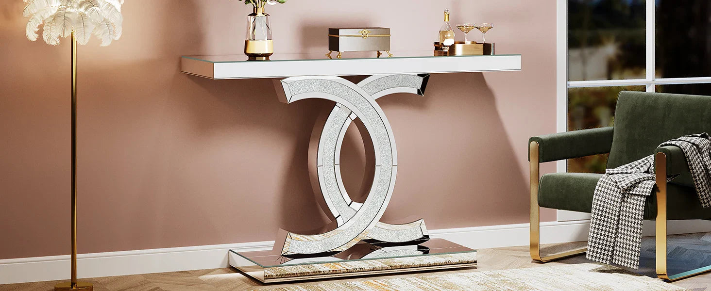 Tribesigns Gold Entryway Table, Modern 39-Inch Console Faux Marble Narrow Wood Sofa with Geometric Metal Legs