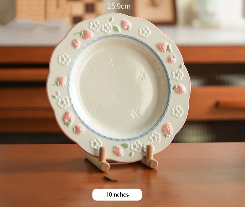Cute Strawberry Ceramic Porcelain Tableware