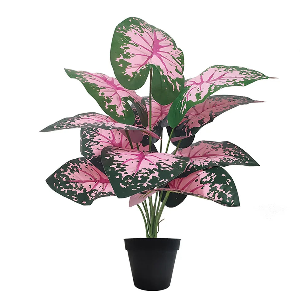 Pink Leaf Potted Plants Fake Artificial Plants Decoration Artificial Flower Simulation Ornament For Home Decor Party Wedding Dec