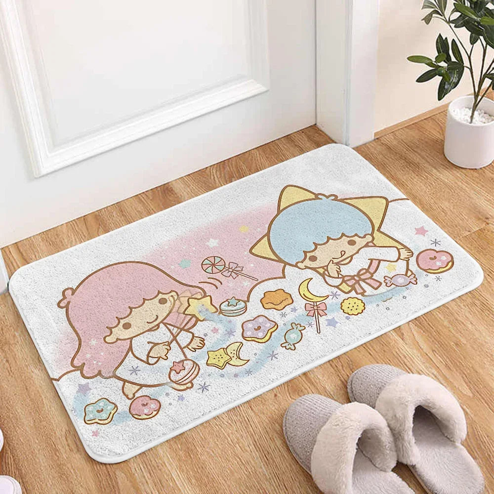Cartoon Little Twin Stars KiKi Floor Mat For Living Room Sofa Floor Cushions Modern Soft Fluffy Home Rug