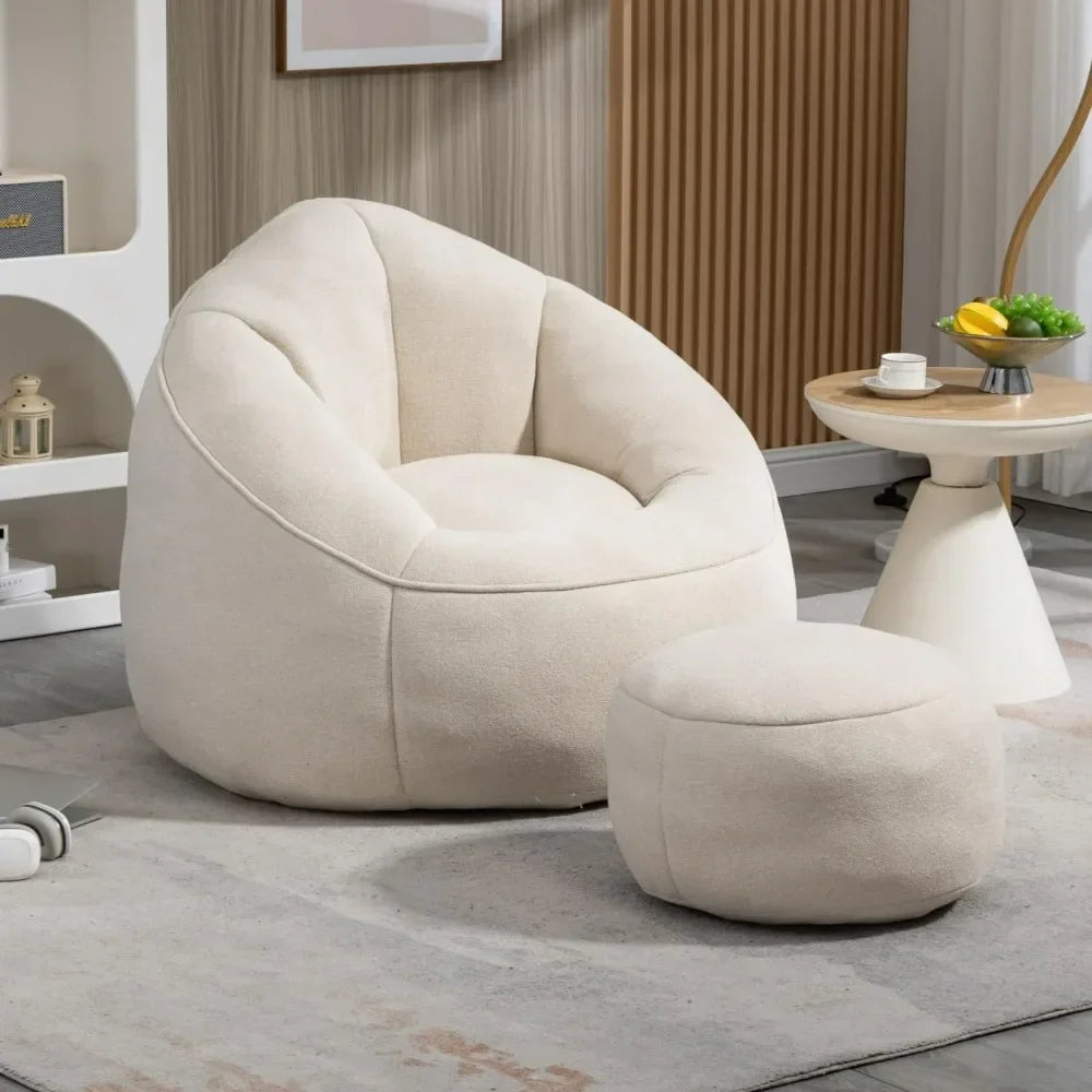 New Beanbag chair and footstool, comfortable beanbag sofa chair, high-pressure foam couch, used in living room and bedroom