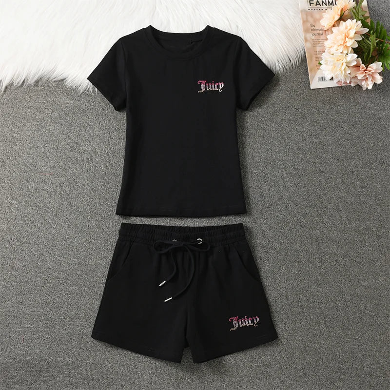 New Short Sleeved Yoga Suit Set, Women's Slim Fit Dress, Summer Casual Sports Two-piece Set