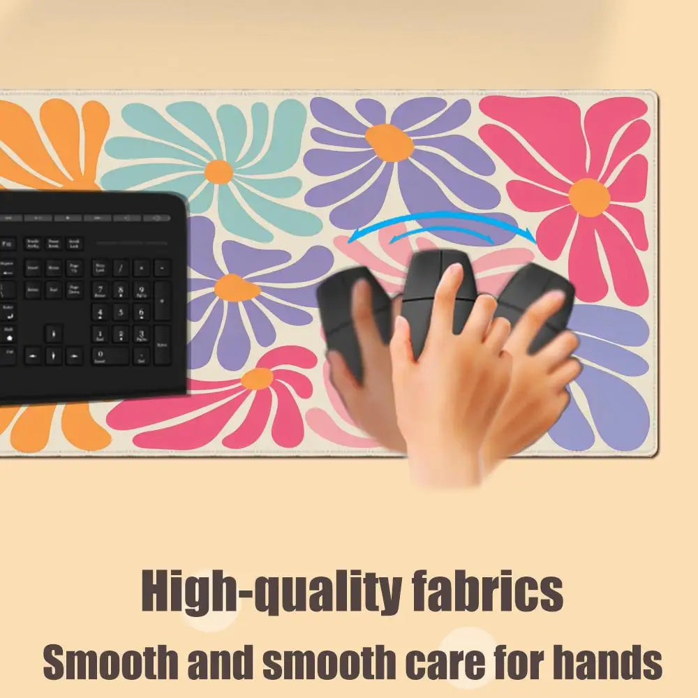 Large Computer Mouse Pad Pink Abstract Flower Office Desk Mat Game Player Desktop Accessories Keyboard Protection Pad