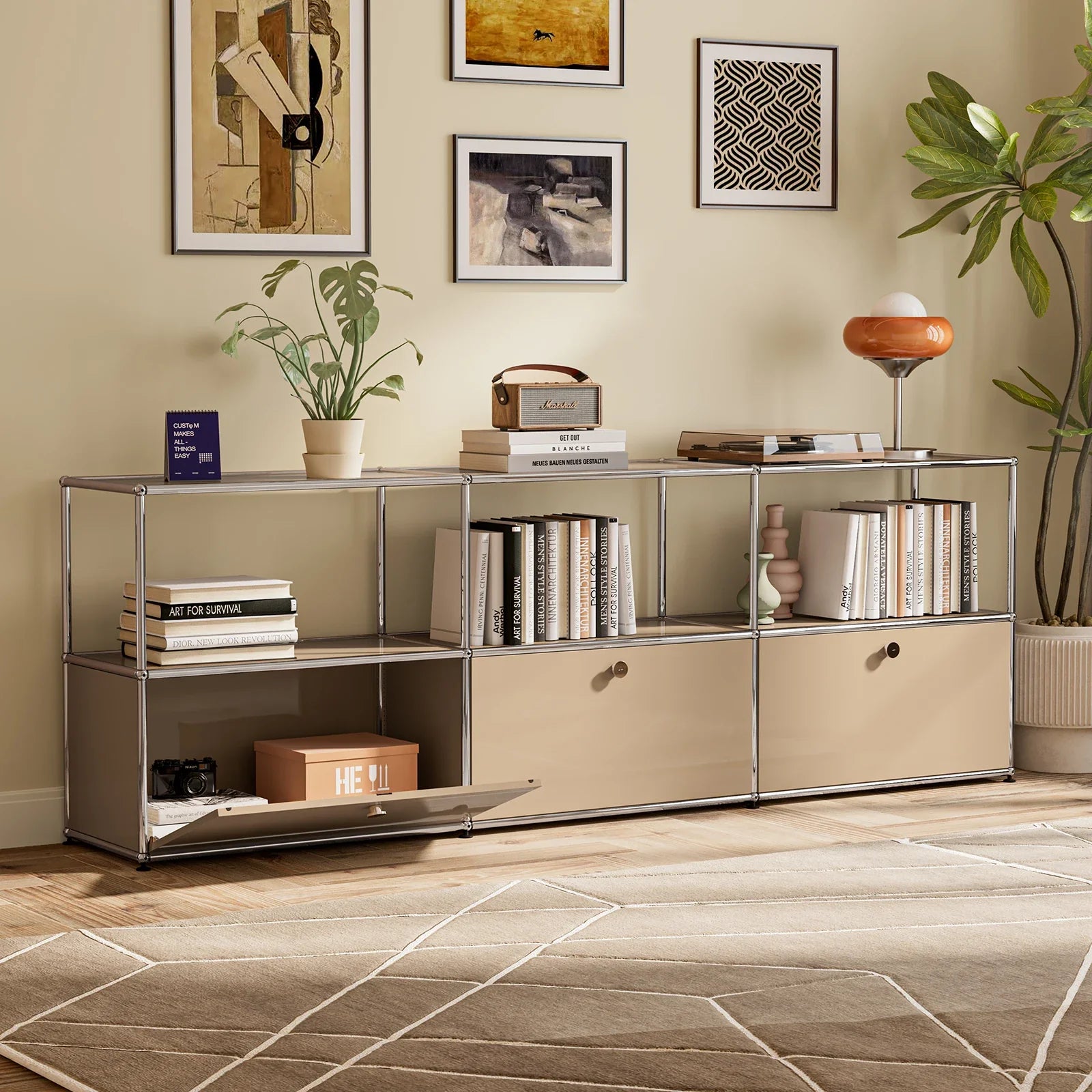 Storage Cabinet Module Furniture Haller Storage Shelf Sideboard Living Room Furniture Bed Side TableNight Stand Cabinet Home Use