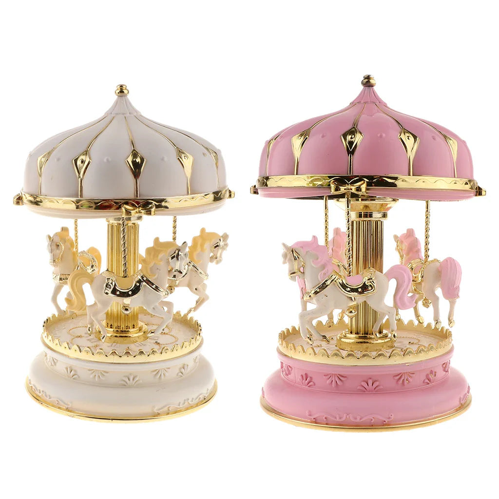 New Carousel Horse Music Box Resin Merry-go-round Musicical Box Home Desktop Decoration