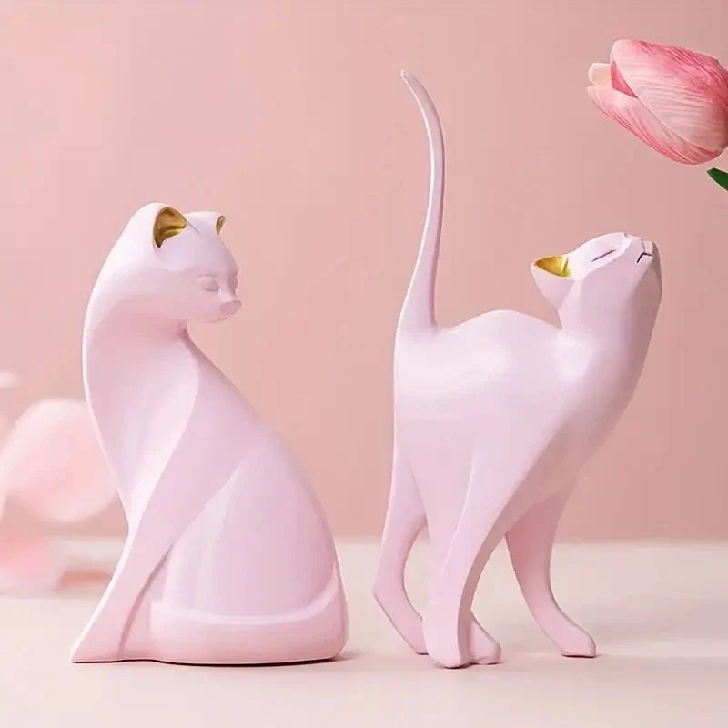 Resin Couples Cat Statues for Home Decorations Animal Figurine Home Decor Sculpture