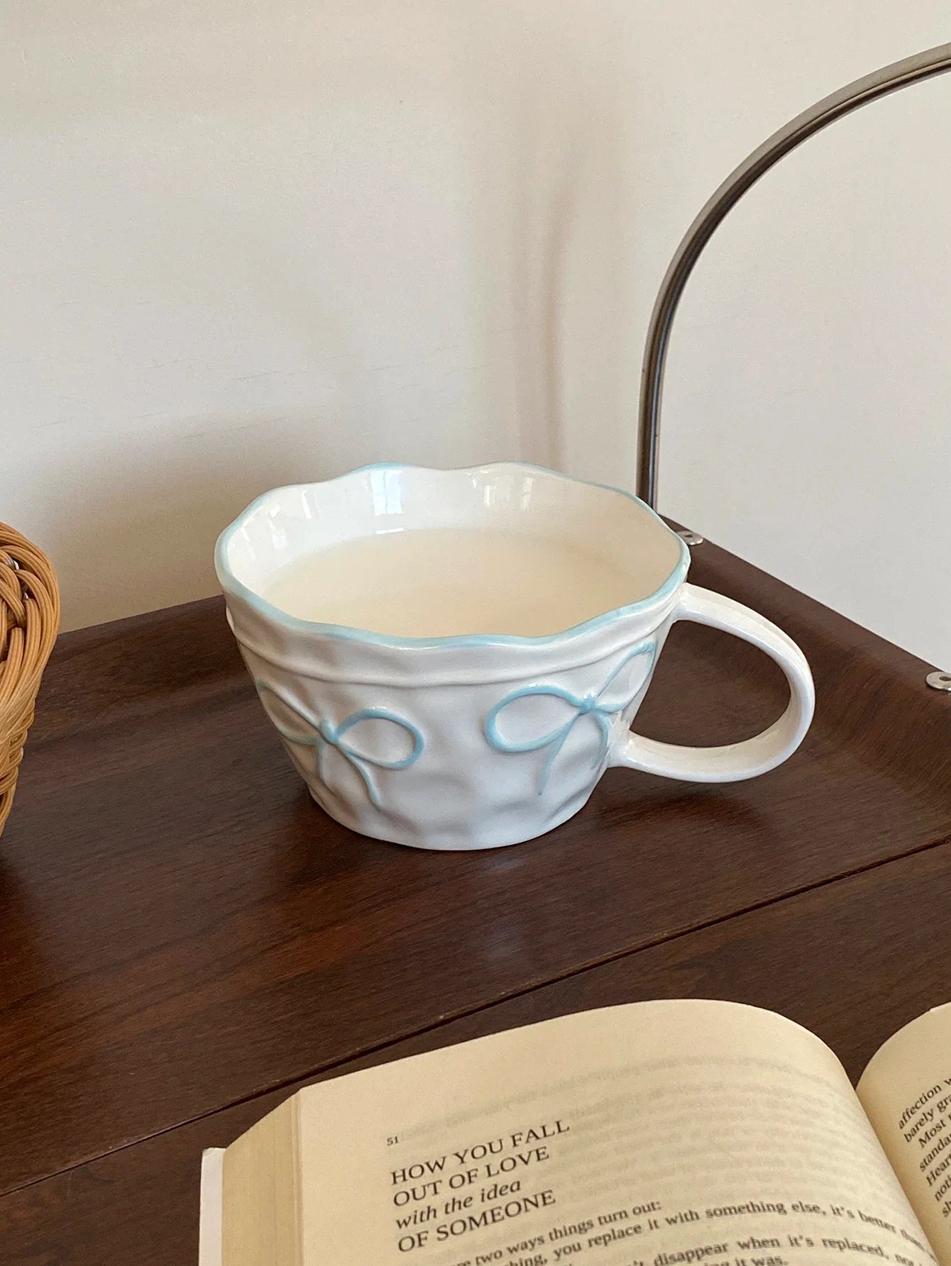 Ceramic Bow Mug, Exquisite and Simple Bow Large Capacity Couple Cup