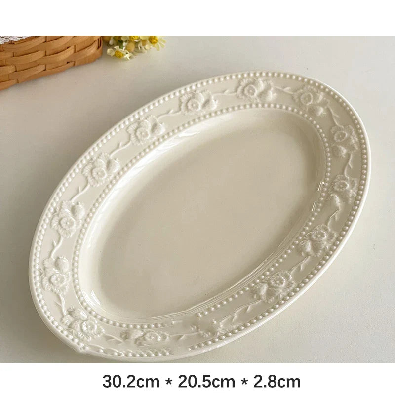 Round Porcelain Dinnerware Dessert Cake Afternoon Tea Fruit Plates
