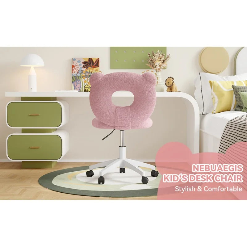 Little Bear Office Chair Female Male Dormitory Backrest Chair Pink Cute Bedroom Living Room Chairs Learning Chair Furniture Home