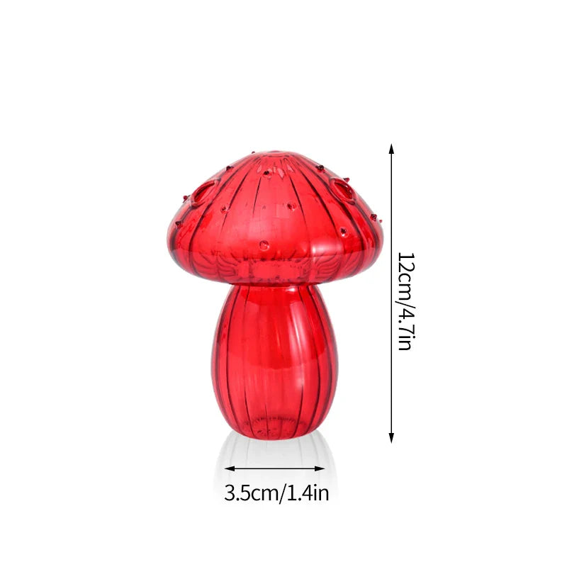 Mushroom Glass Vase Transparent Flower Pot Hydroponic Flower Bottle Jelly Color Plant Pots Aromatherapy Bottle Desktop Decor