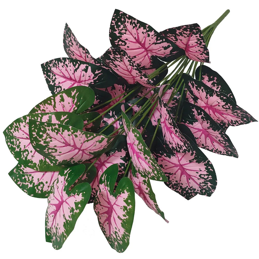 Pink Leaf Potted Plants Fake Artificial Plants Decoration Artificial Flower Simulation Ornament For Home Decor Party Wedding Dec