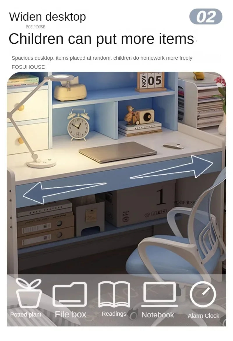 Girl Pink Bookshelf and Bookcase Integrated Study Desk with Storage Gaming Table Modern Office Furniture