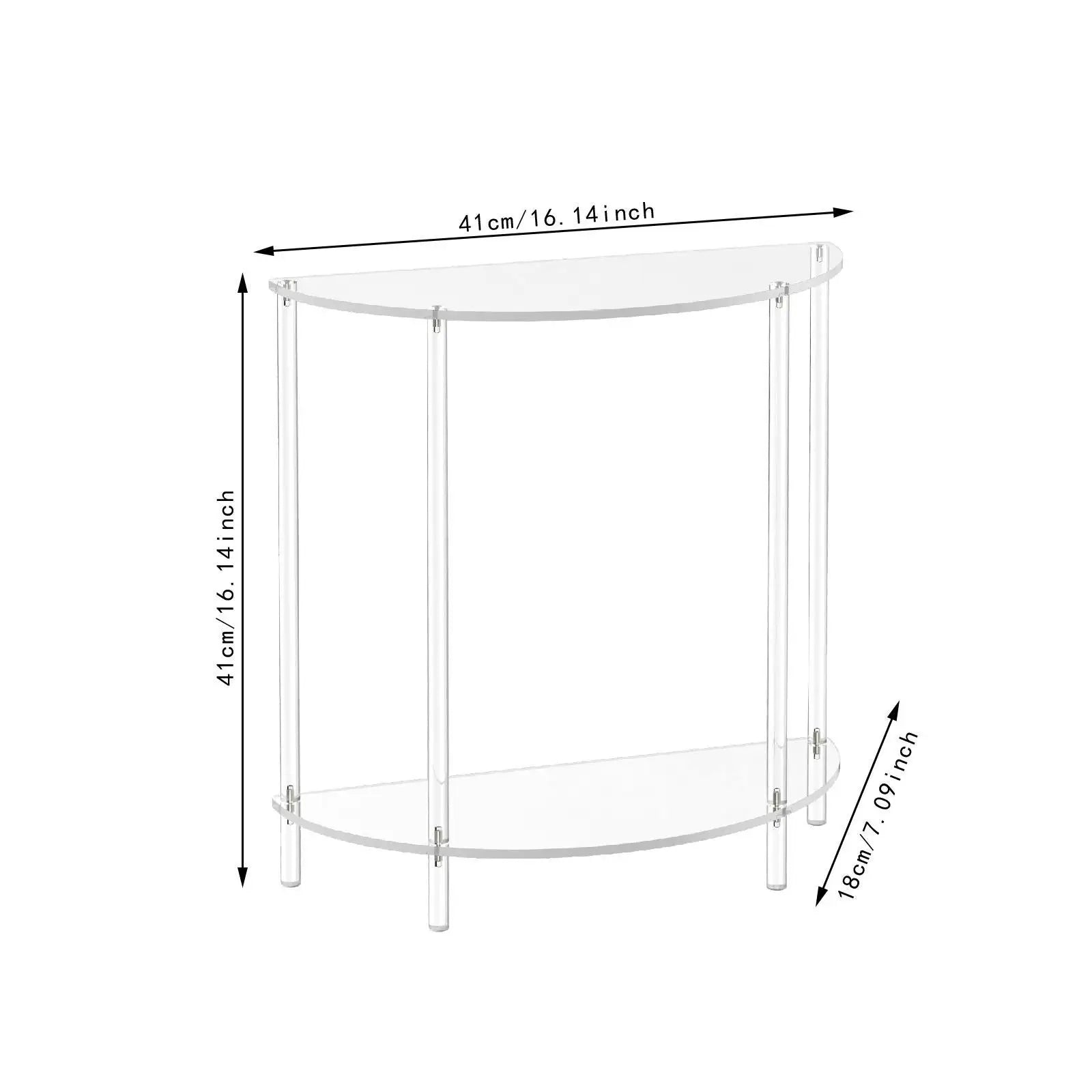 Side Acrylic Accent Table for Small Space Modern Portable Storage Shelf for Home Decor