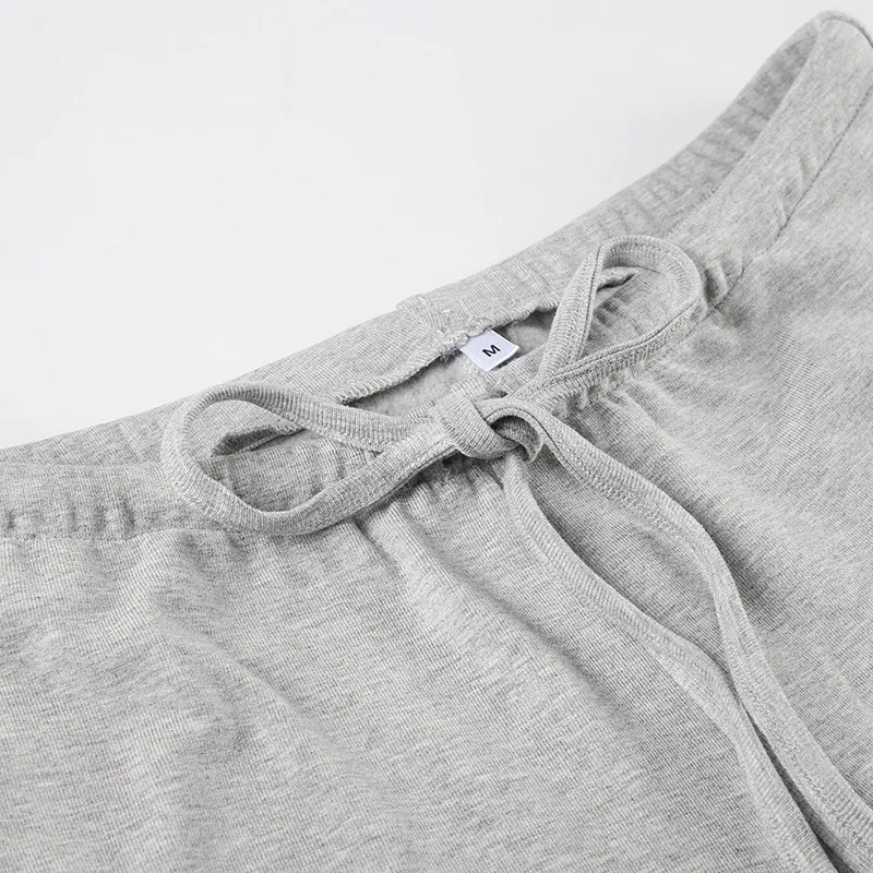 Fashion Drawstring High Waist Trousers Set Lace Up Flared Sleeve V Neck Twist Tops Plush Loose Pants Suit