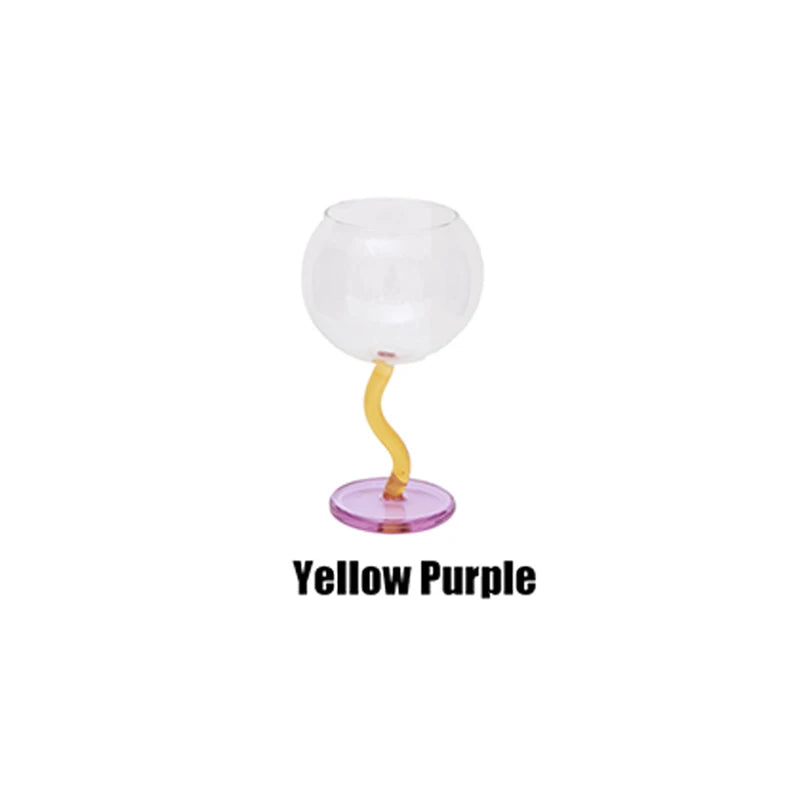 Bubble Glass Contrasting Color Matchinging Design, Creative Curve Handle - Light Luxury High-End Colorful Glass Cup