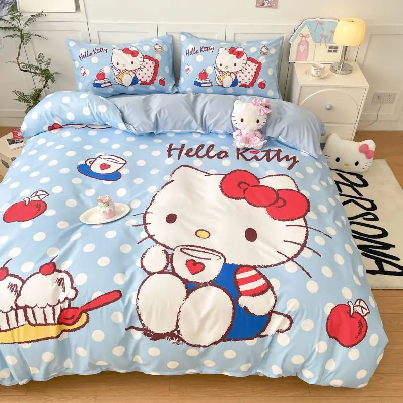 Hello Kitty Cartoon 4-piece set Bedding Set Pink Cats Kawaii Duvet Cover