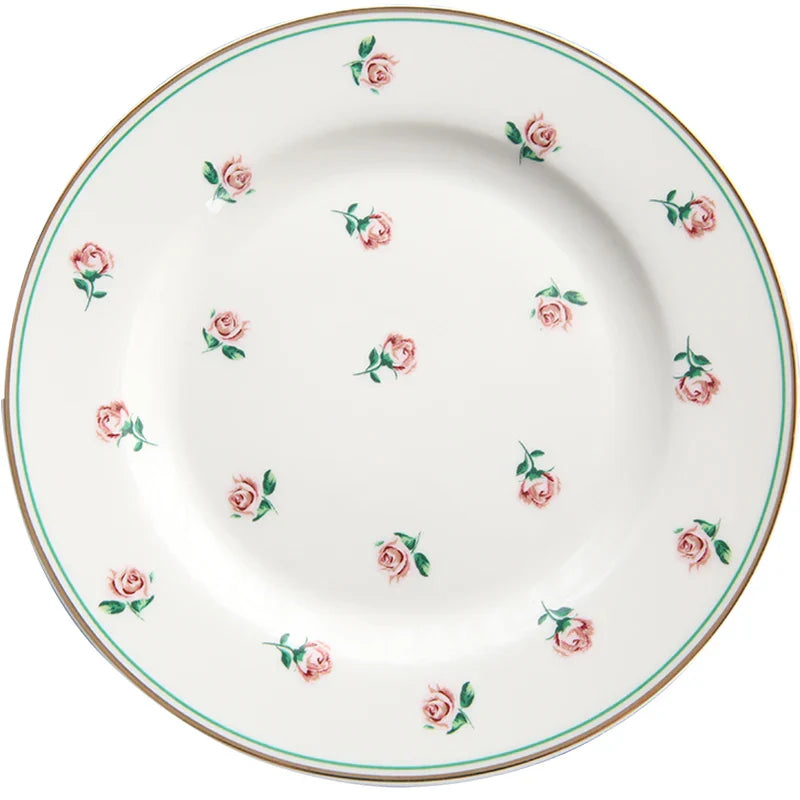 Floral Luxury Ceramic Teapot, Cup, Dessert Plate