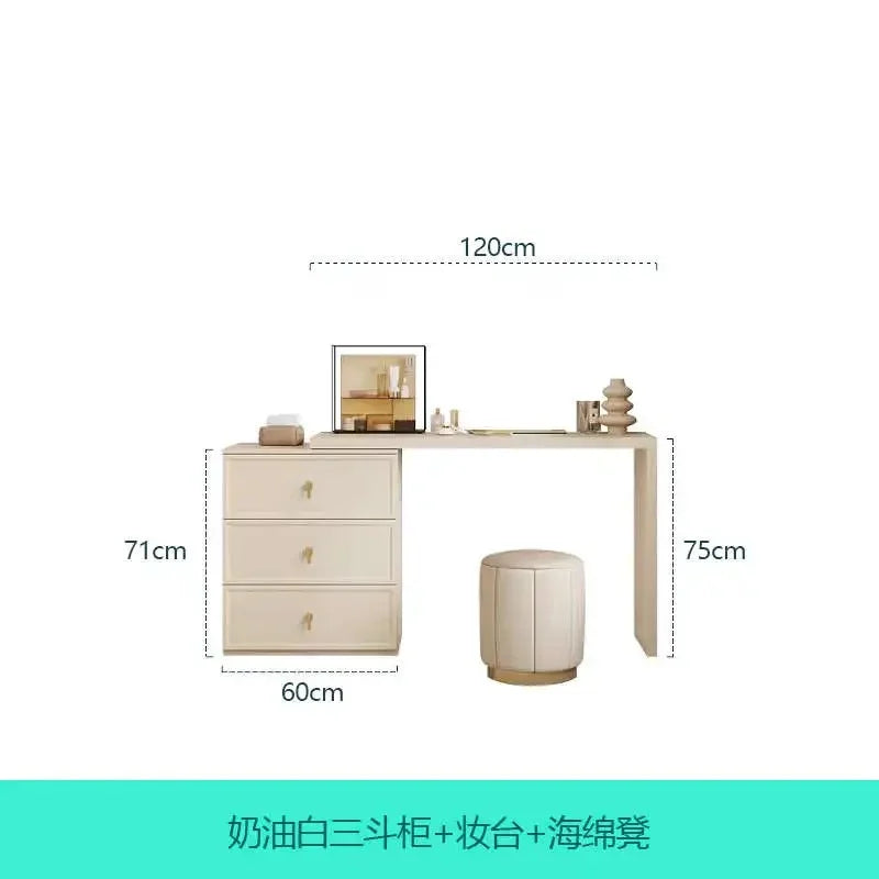 Pink Bedroom Dresser with Makeup Organizer, Comfortable Bedside Cabinet with Drawer for Clothes, Stylish Mirror Stand Furniture