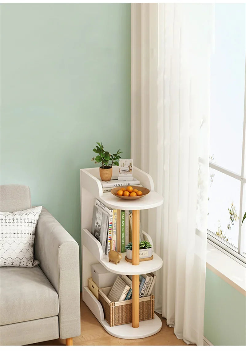 Side Table Ultra Narrow Book Shelf Creative Shelves Sofa Side Rack Bookcase