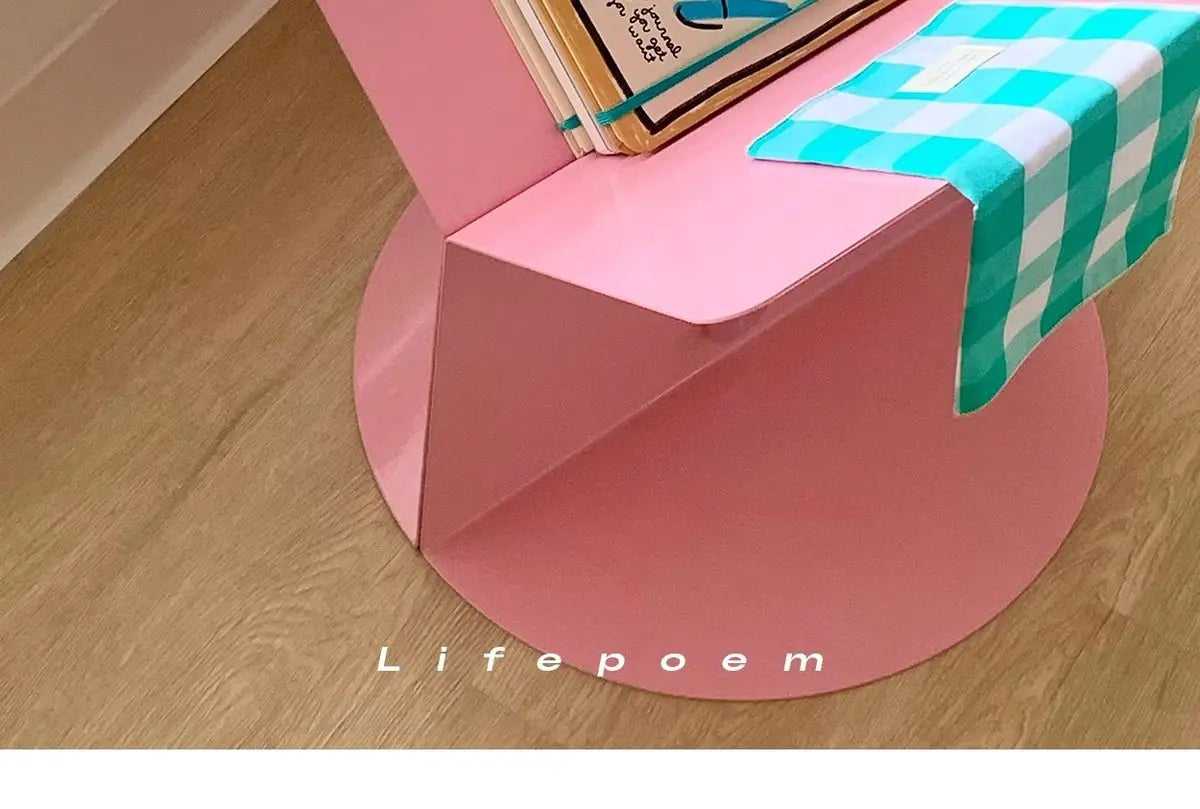 Y2K Pink Side Table - Dopamine Aesthetic Bedside Table with Magazine Rack