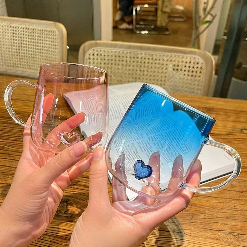 Love Gradient Transparent Glass Mug