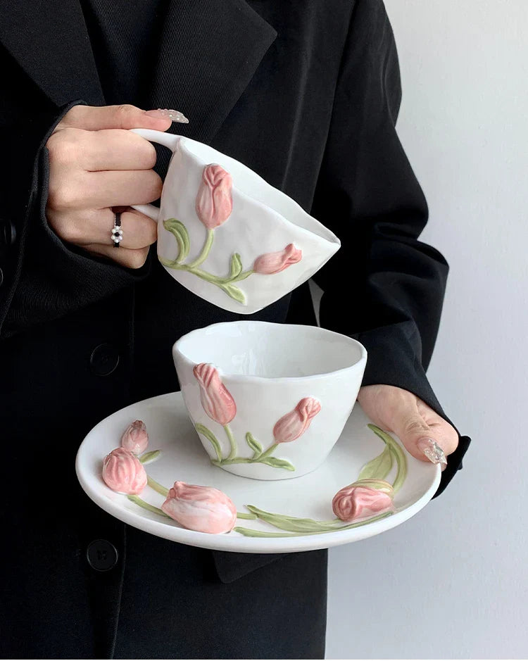 Exquisite Tulip Ceramic Plate High Appearance French Tableware