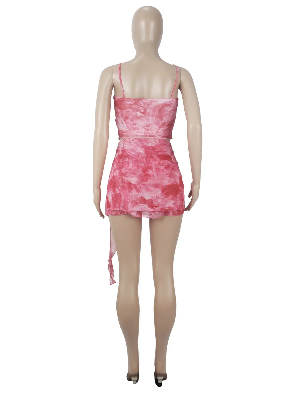 Women's Fashionable Mesh Printing Sexy Side Slit Mini Two Piece