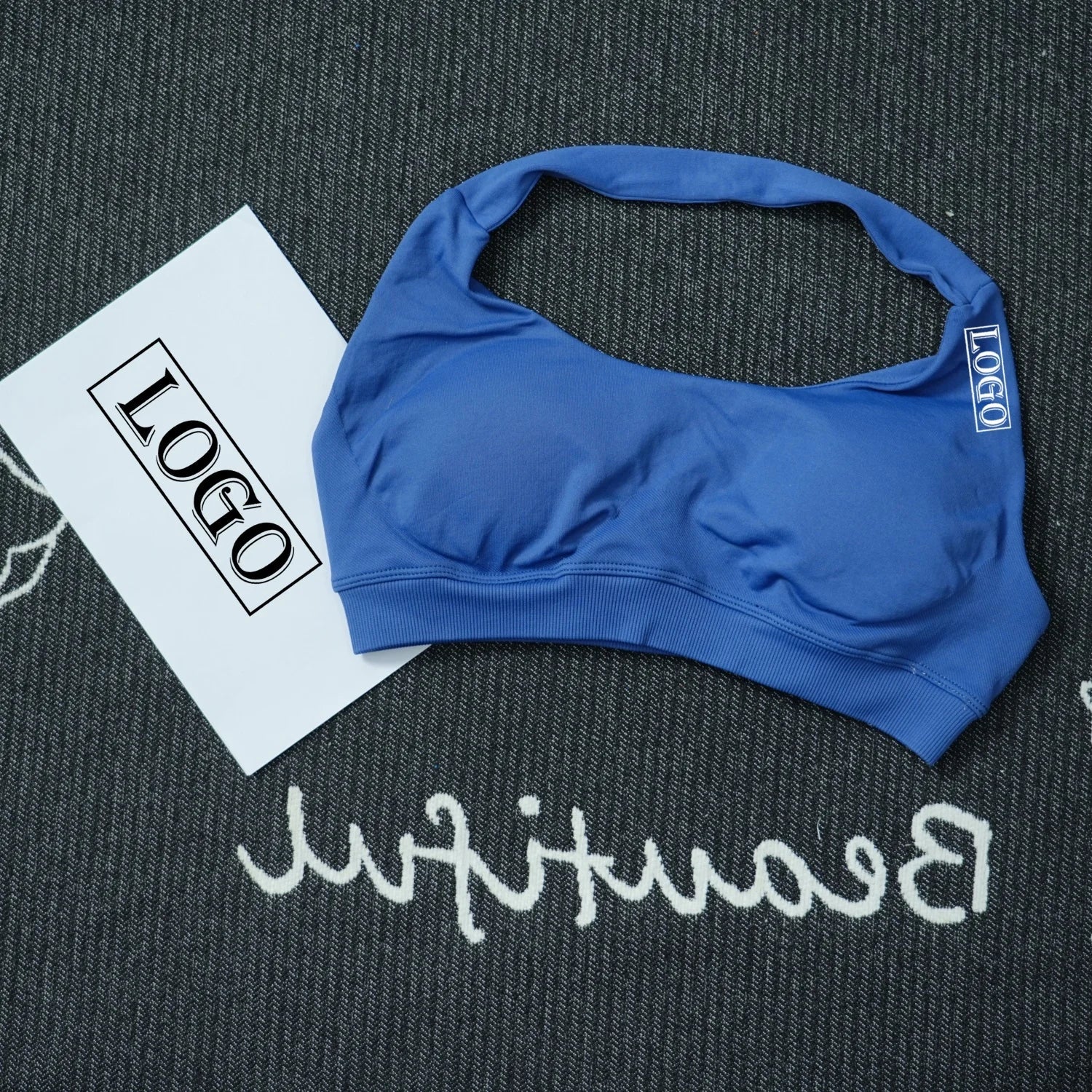 Yoga Impact Sports Bra With Logo Women Seamless Halter Bra Open Back Yoga Top Bras Medium Support Gym Crop Top Padded Sportswear