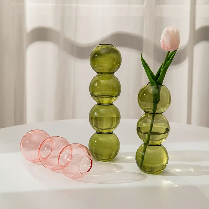 Glass Bubble Vases Hydroponic Flower Vase Creative Spherical Flower Vases Stained Bubble Glass Vase Home Office Decor