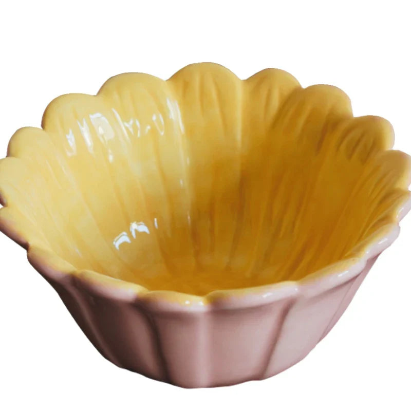Ceramic Bowl 4.5 Inch Small Creative Floral Shape Dessert Bowl