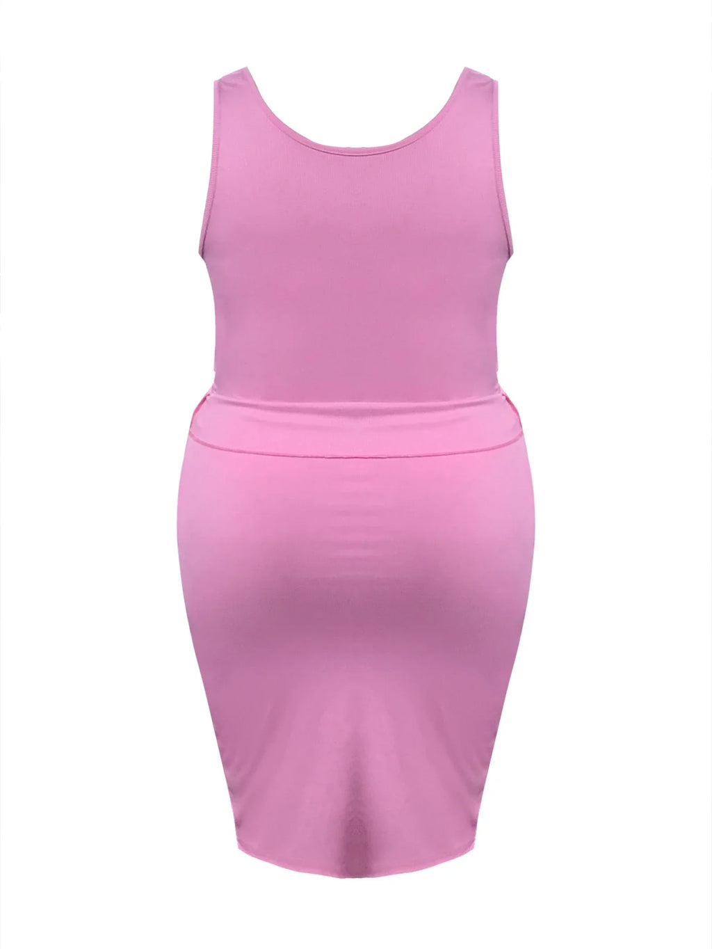 Plus Size Cami Button Design Skirt Set Sleeveless Round Neck Tank Top Slit Wrapped Skirt Summer Causal Solid Suit Outfit