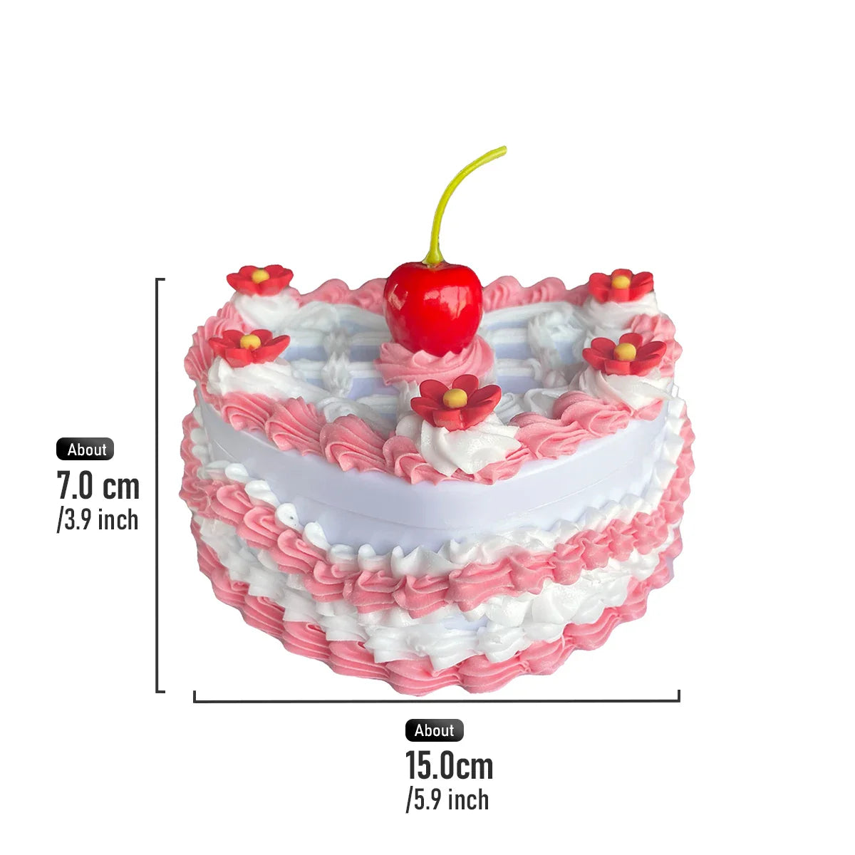 Room Decor Aesthetic Heart Shaped Jewelry Box for Girls, Fake Pink Cake, Cute Kawaii Decorative Storage Room Decor