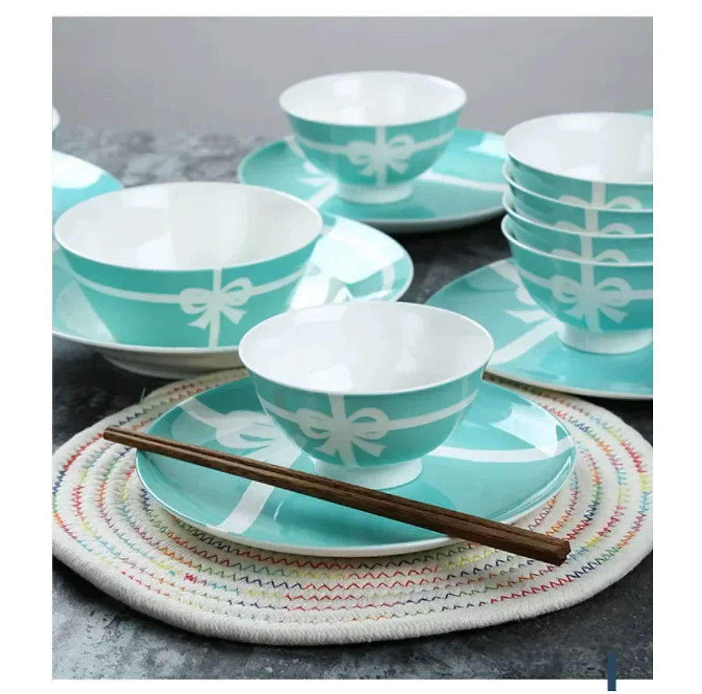 Ceramic Blue Bow Tableware
