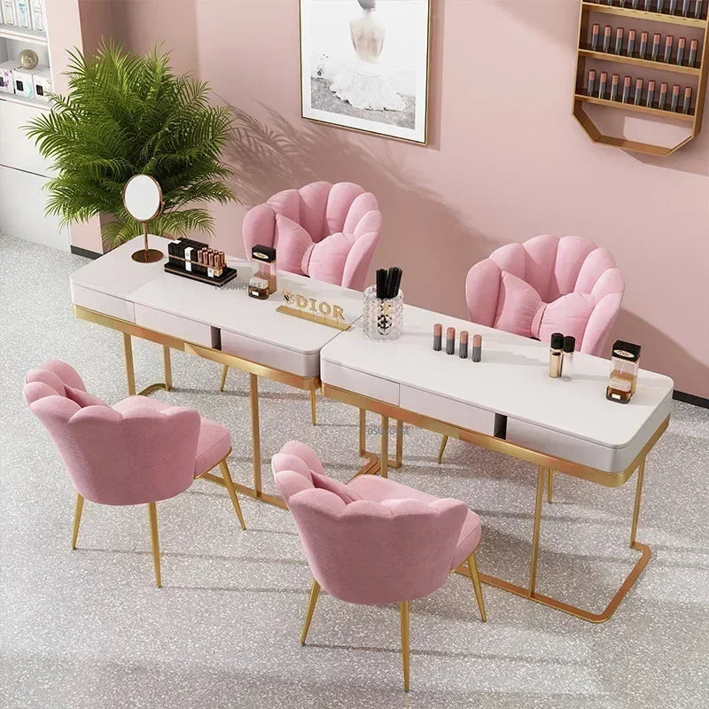 Minimalist Backrest Chair Makeup Stool Vanity Cute Light Luxury Dressing Table Modern Furniture