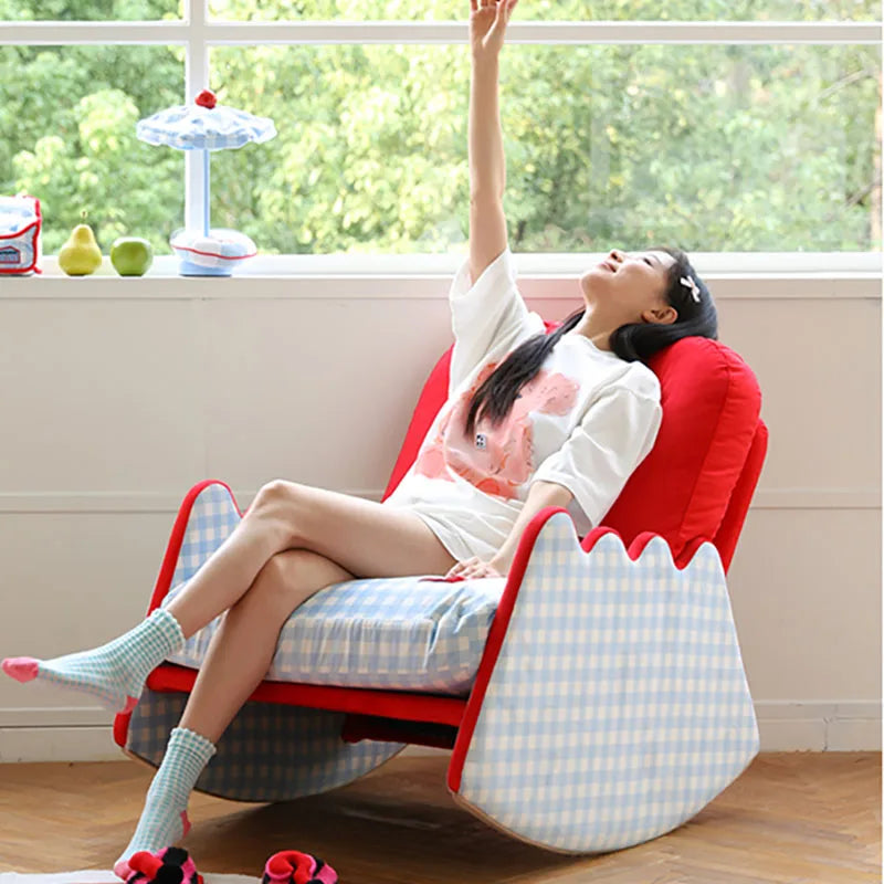 Modern Living Room Chairs Fabric Garden Relax Rocking Chair Lounge Bedroom Comfy Home Furniture