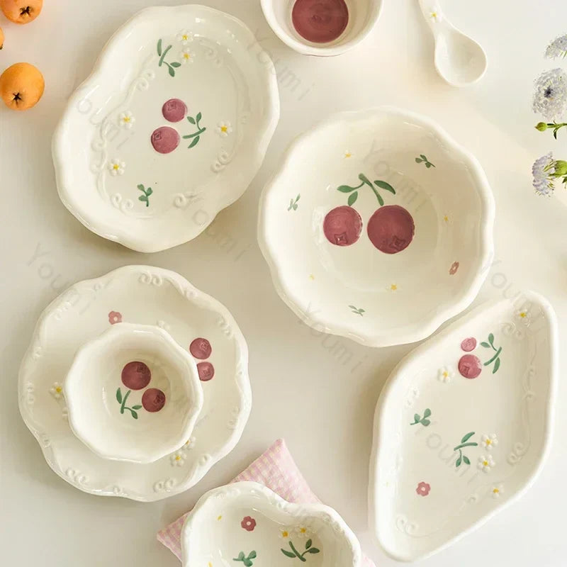 Light Luxury Ceramic Plate Sweet Lovely Dessert Salad Plate Delicious Dishes Dining Plates Exquisite Tableware