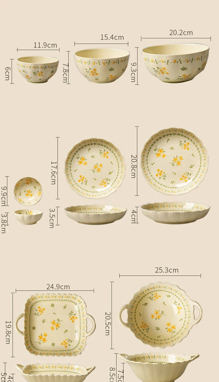 Porcelain Plate French Style Floral  Tableware