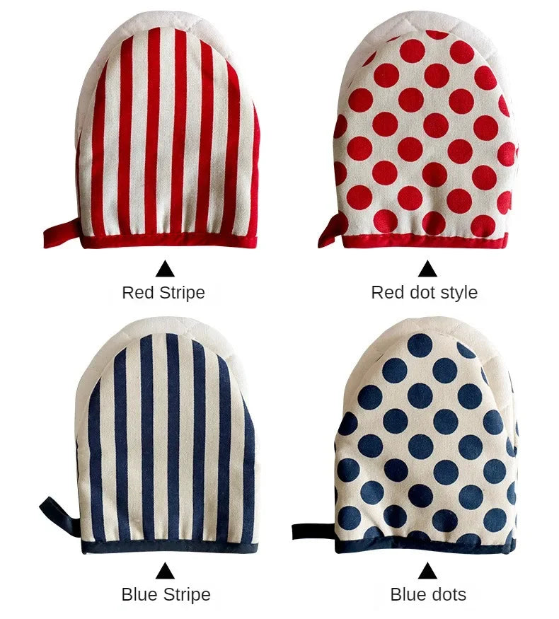 Style Polka Dot Heat-Resistant Oven Mitts for Home
