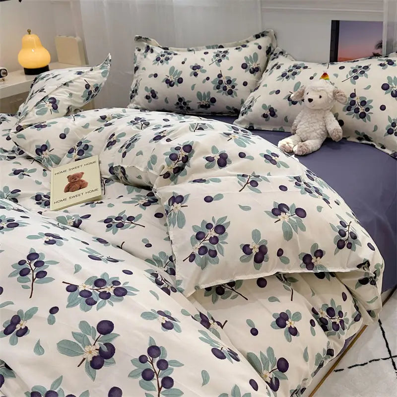 Cute Bedding Set Soft Ins Single Double Size Duvet Cover Flat Sheet Pillowcase Girls Home Totel Bed Linens