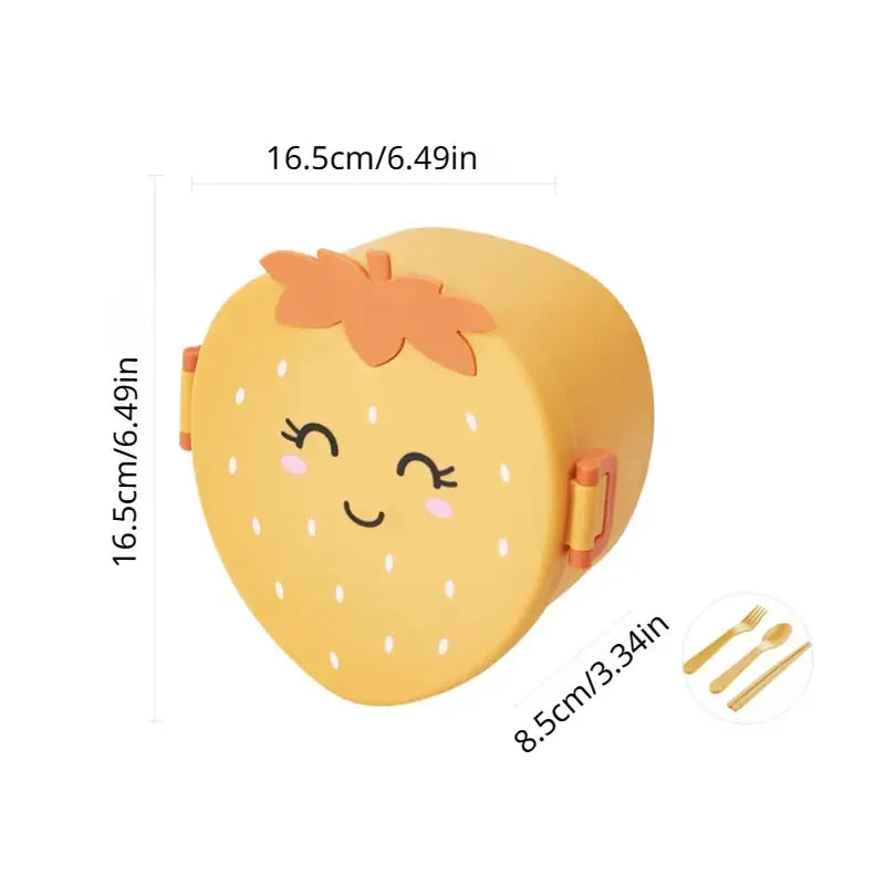 Strawberry Shape Lunch Box, 2 Layer Food Fruit Storage Bento Boxs