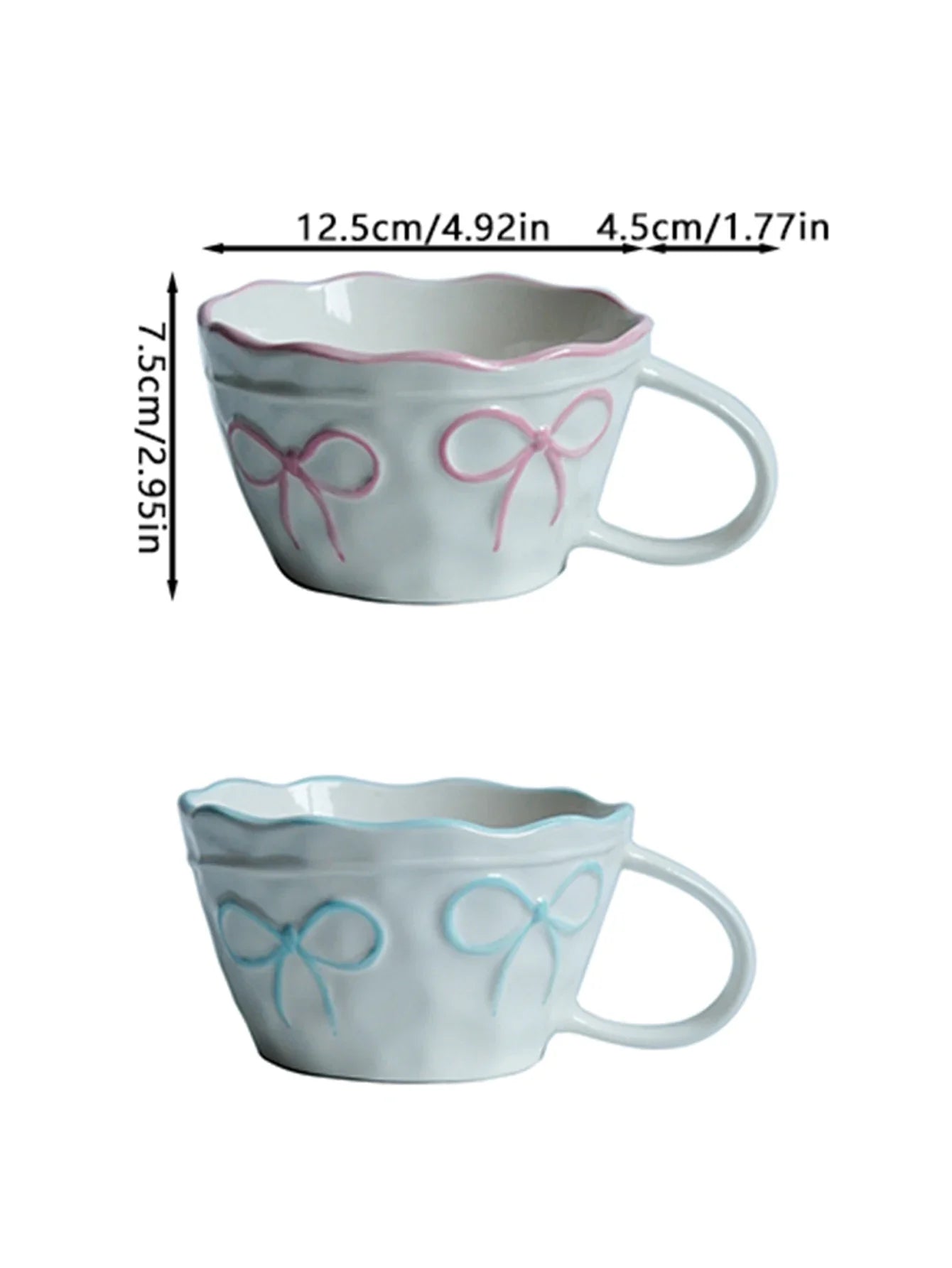 Ceramic Bow Mug, Exquisite and Simple Bow Large Capacity Couple Cup