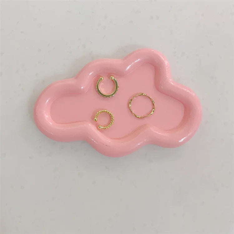 Creative Resin Trays Home Decor Jewelry Dish Heart Cloud Shape Storage Plate Organizer