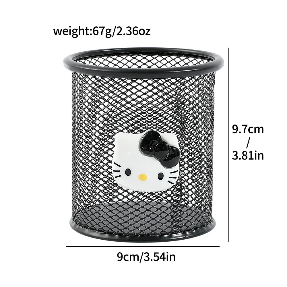Sanrio Series Cute Hello Kitty Fashion Pen Holder Desktop Decorations Anime Fans Girl Creative Round Pen Holder