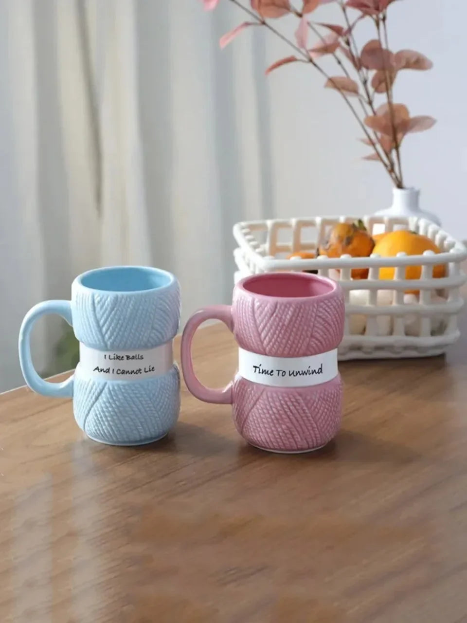 Novelty Knitted Ceramics Mug Cute Colorful Wool Tea Handle Drinkware