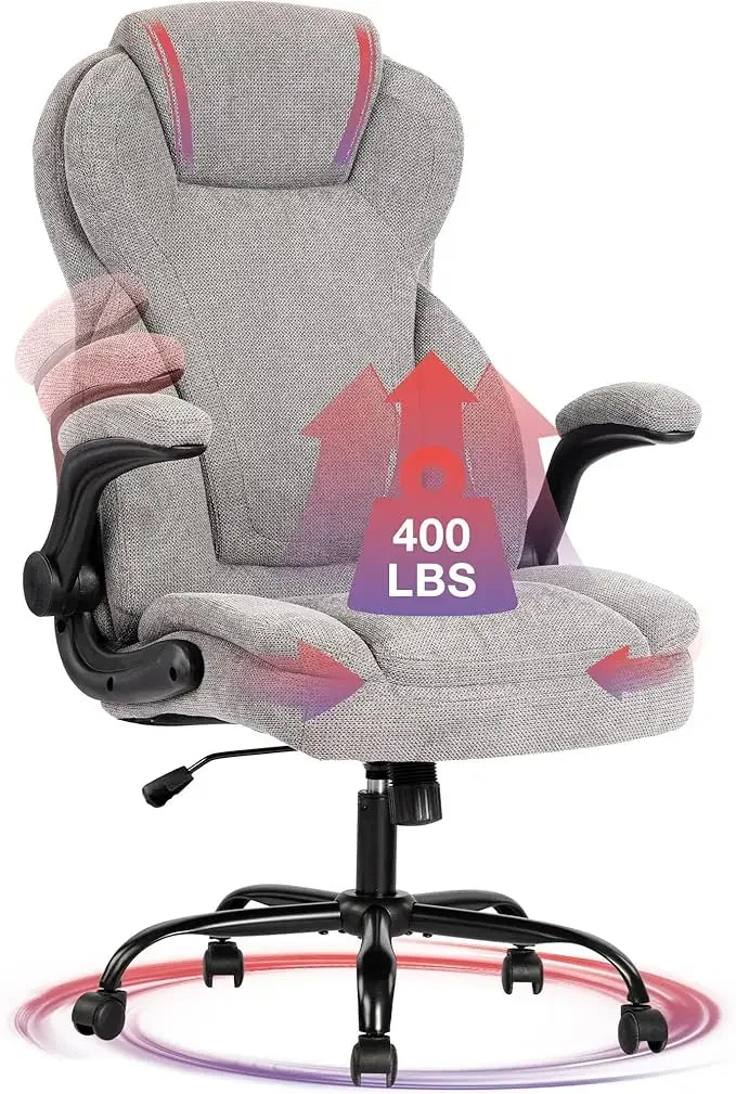 Executive Big and Tall Fabric Office Chair Duty Executive Desk Chair with Extra Wide Seat, High Back Ergonomic Leather Computer Chair