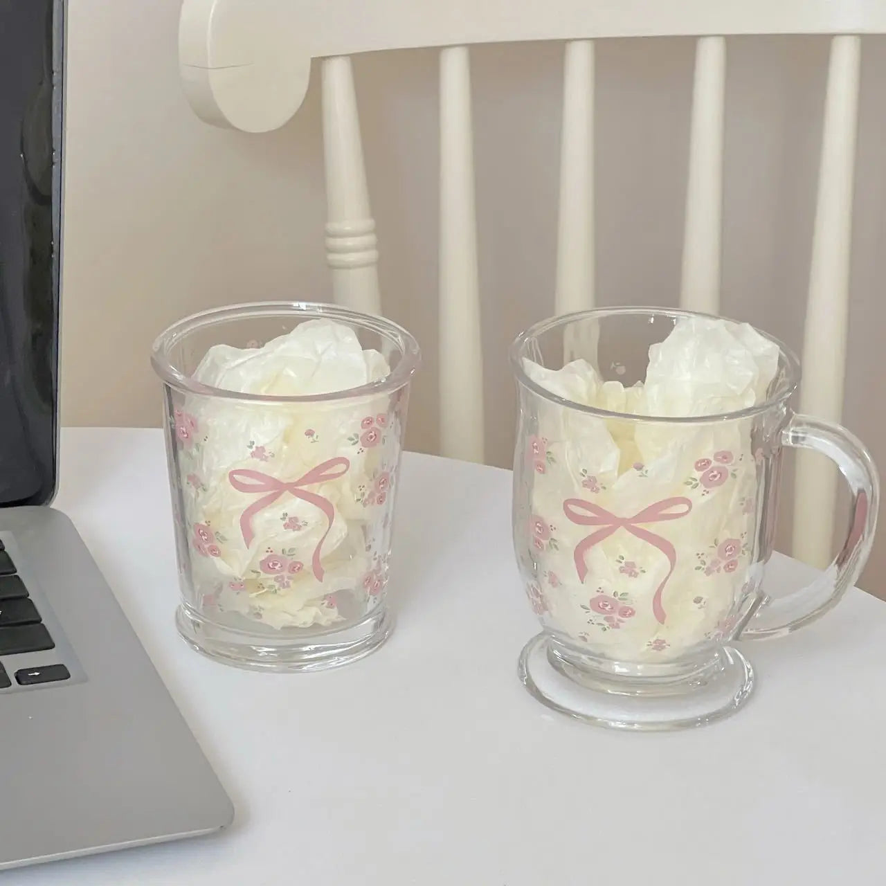 Kawaii Bowknot Glass Cups Bow Knot Drinkware