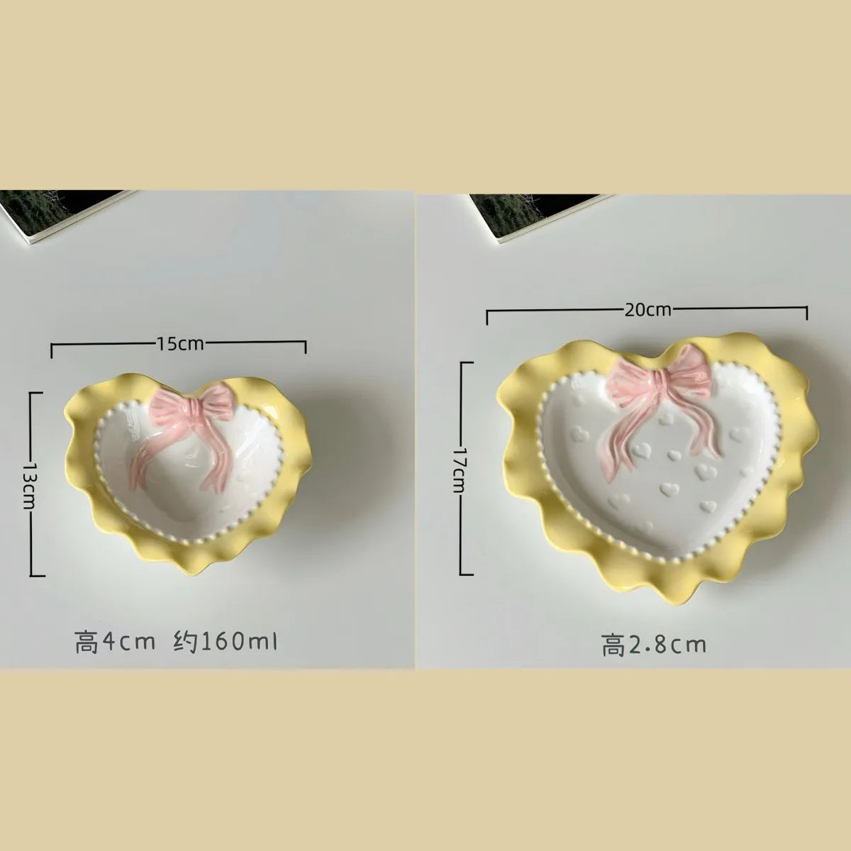 Cute Ceramic Dinner Plate Love Bow Wavy Edge