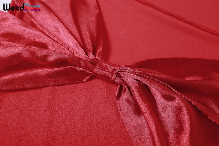 Sleeveless Sexy Backless Bow Lace Up Slim Bodycon Dress