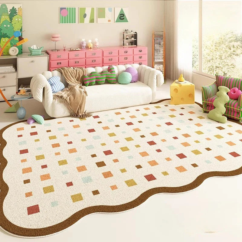 Cream Style Rugs Decoration Anti-slip Carpet Fluffy Soft Floor Mat Thick Plush Cloakroom Rug